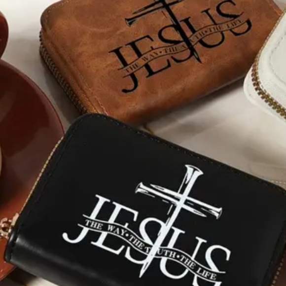 Super Cute Christian Jesus Graphic Print Mini 3 Piece Money Card Holder Wallets - Picture 1 of 3